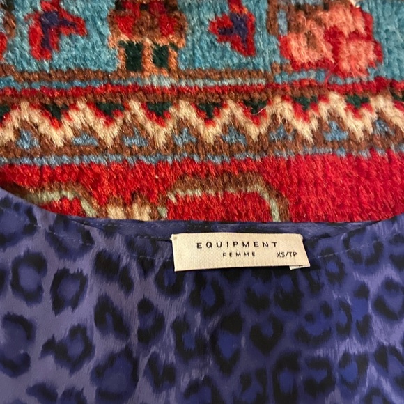 Equipment Blue Leopard Print Top - Picture 3 of 3